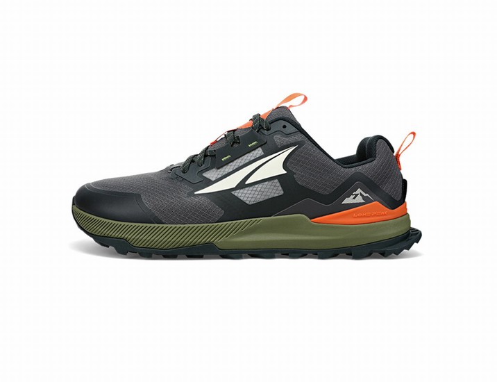 Black / Grey / Orange / Green Men's Altra Running Lone Peak 7 Trail Running Shoes | 30742-HMAC