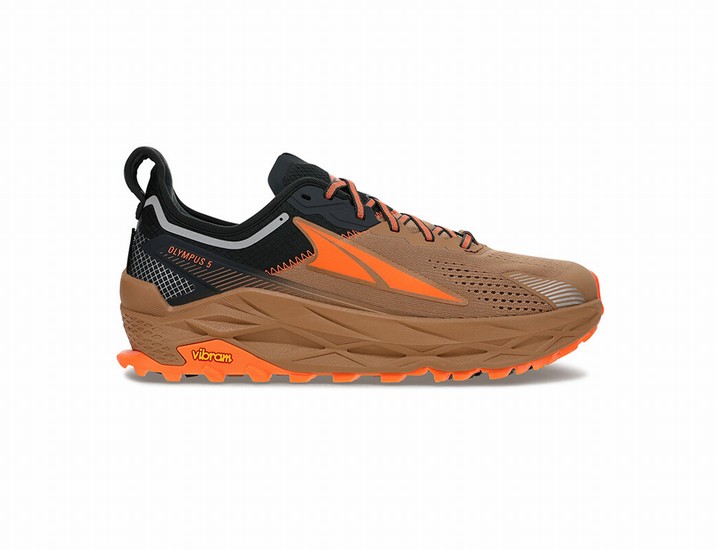 Brown / Black Men's Altra Running Olympus 5 Trail Running Shoes | 57930-RXAH