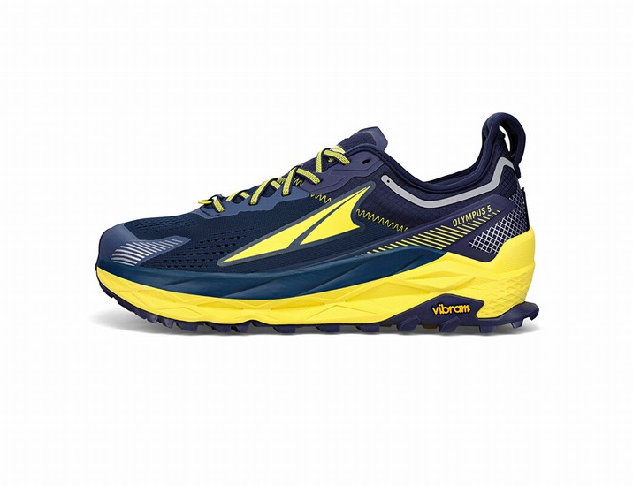 Navy / Yellow Men's Altra Running Olympus 5 Trail Running Shoes | 87249-VTSX