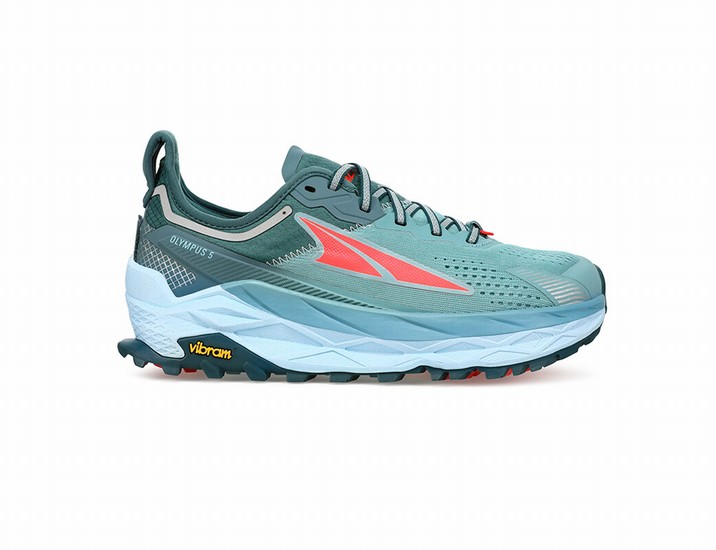 Turquoise / Orange Women's Altra Running Olympus 5 Trail Running Shoes | 14520-OHMD