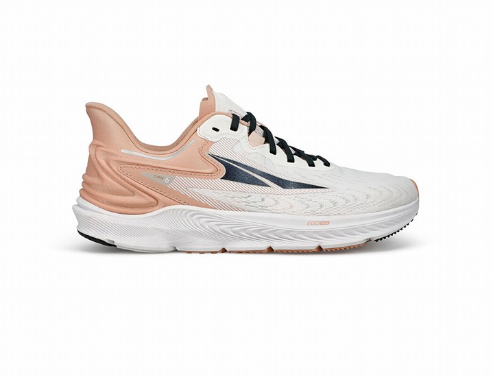 White / Coral Women's Altra Running Torin 6 Road Running Shoes | 64182-XLNP