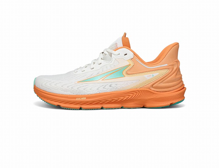 White / Orange / Green Women's Altra Running Torin 6 Road Running Shoes | 18356-NEIY