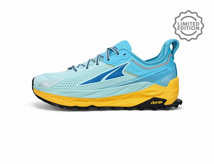 Yellow / Blue Men's Altra Running Olympus 5 Chamonix Trail Running Shoes | 94507-CKGY