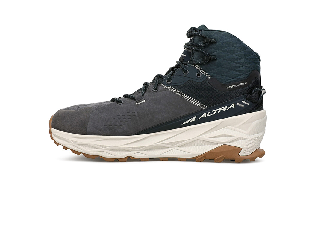 Black / Grey Men's Altra Running Olympus 5 Mid GTX Hiking Shoes | 86253-DWEC