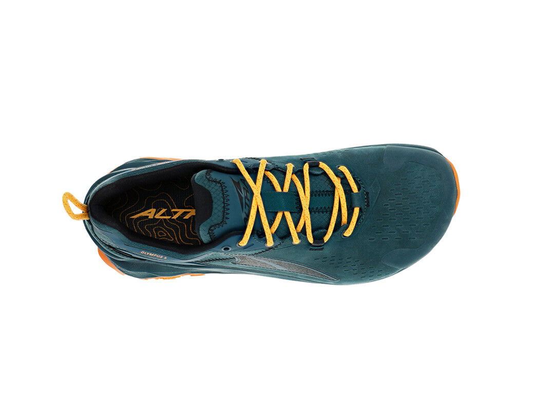 Deep Turquoise / Orange Men's Altra Running Olympus 5 Low GTX Hiking Shoes | 08713-IZSG