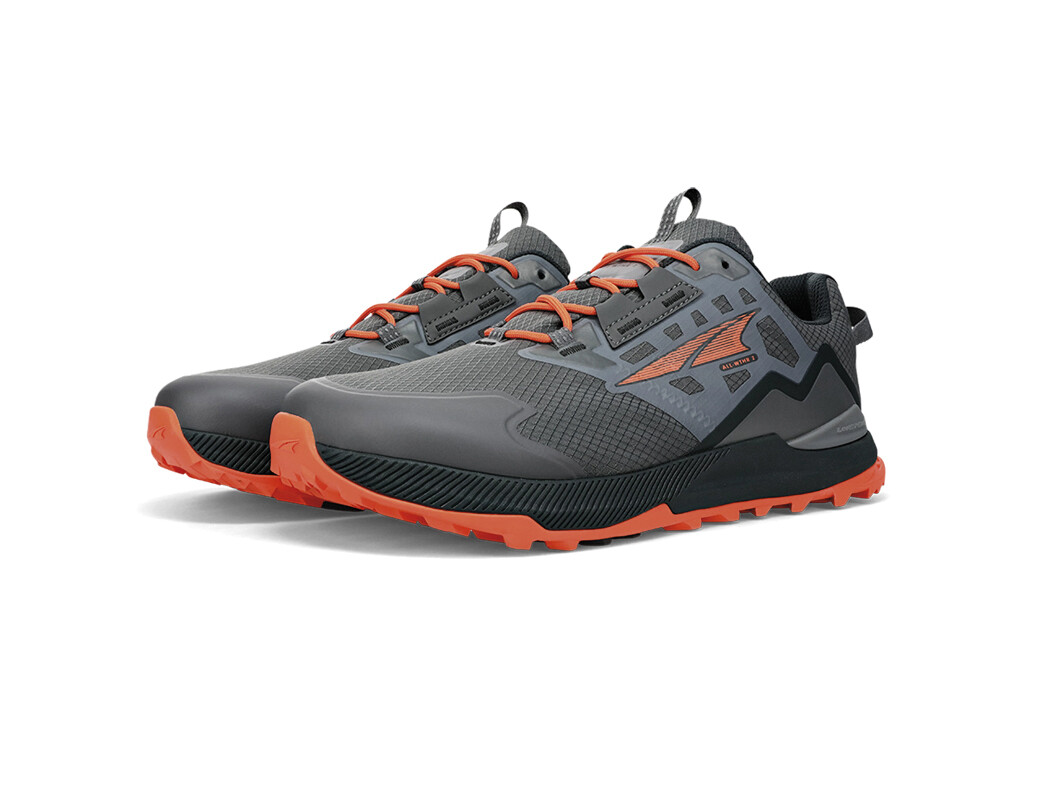 Grey / Orange Men's Altra Running Lone Peak Low All-Wthr 2 Trail Running Shoes | 14908-WVFJ