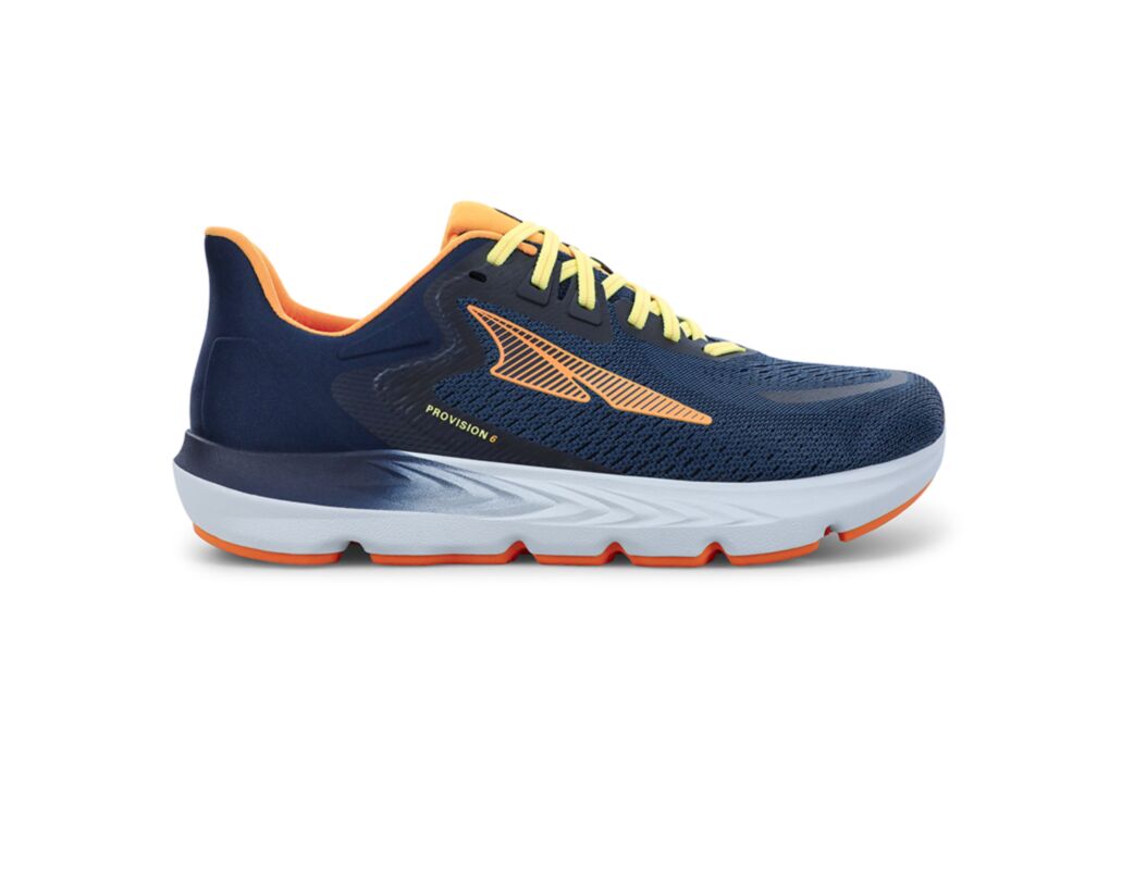 Navy / White / Orange Men\'s Altra Running Provision 6 Road Running Shoes | 90482-RYTH