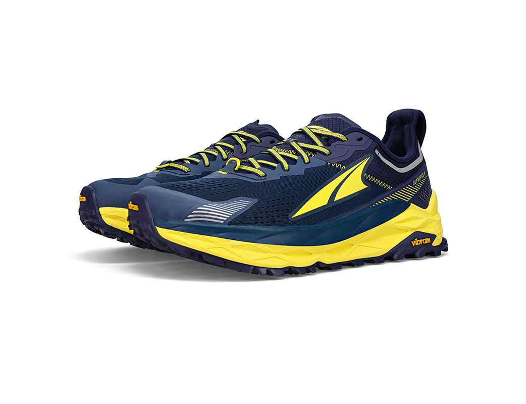 Navy / Yellow Men's Altra Running Olympus 5 Trail Running Shoes | 87249-VTSX