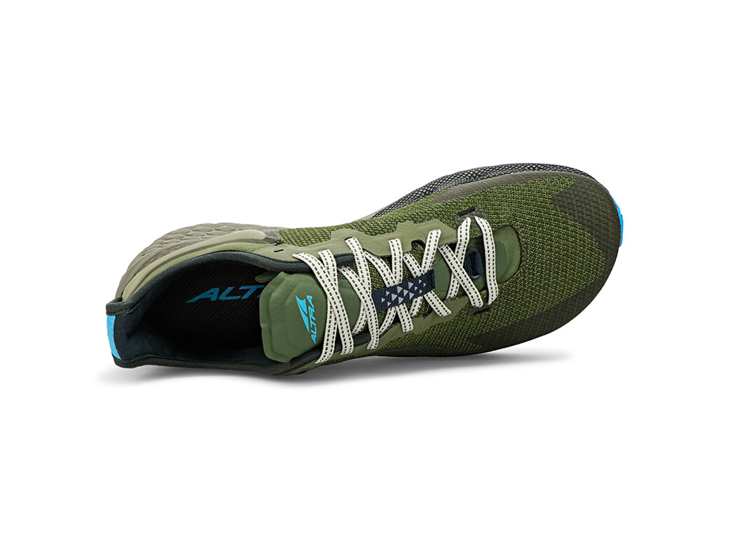 Olive / Blue Men's Altra Running Timp 4 Trail Running Shoes | 64053-KDGN