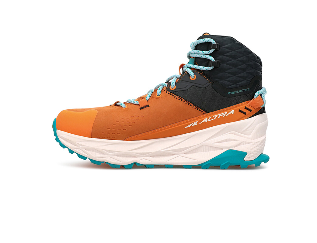 Orange / Black / White / Blue Women's Altra Running Olympus 5 Mid GTX Hiking Shoes | 45897-JGQA