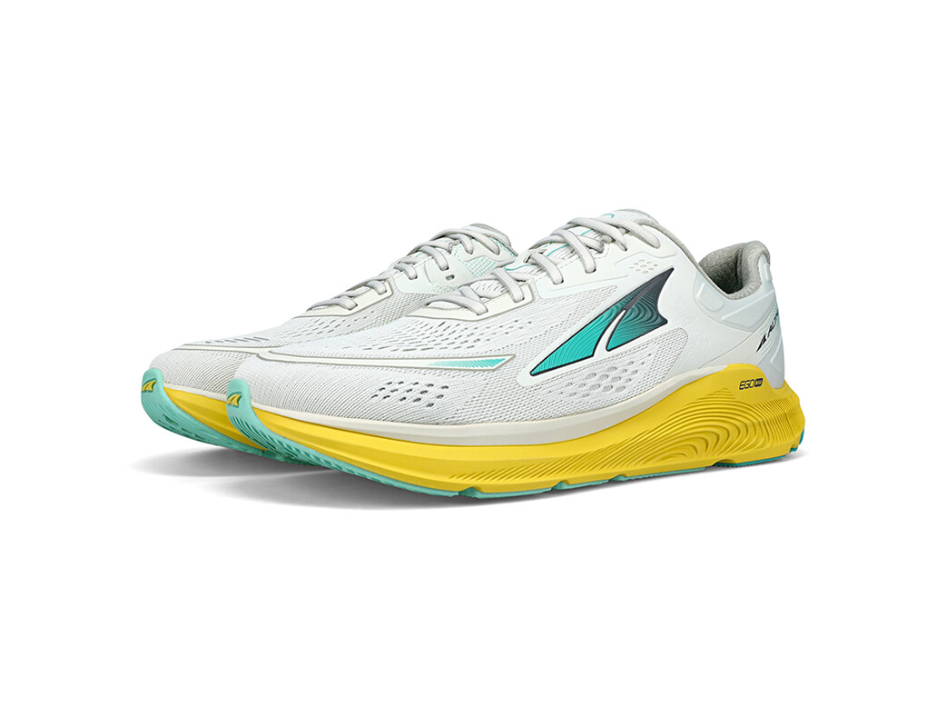 White / Blue / Yellow Men's Altra Running Paradigm 6 Road Running Shoes | 03972-TZYG