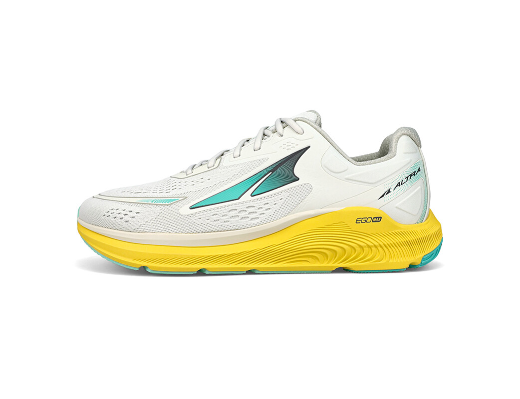 White / Blue / Yellow Men\'s Altra Running Paradigm 6 Road Running Shoes | 03972-TZYG