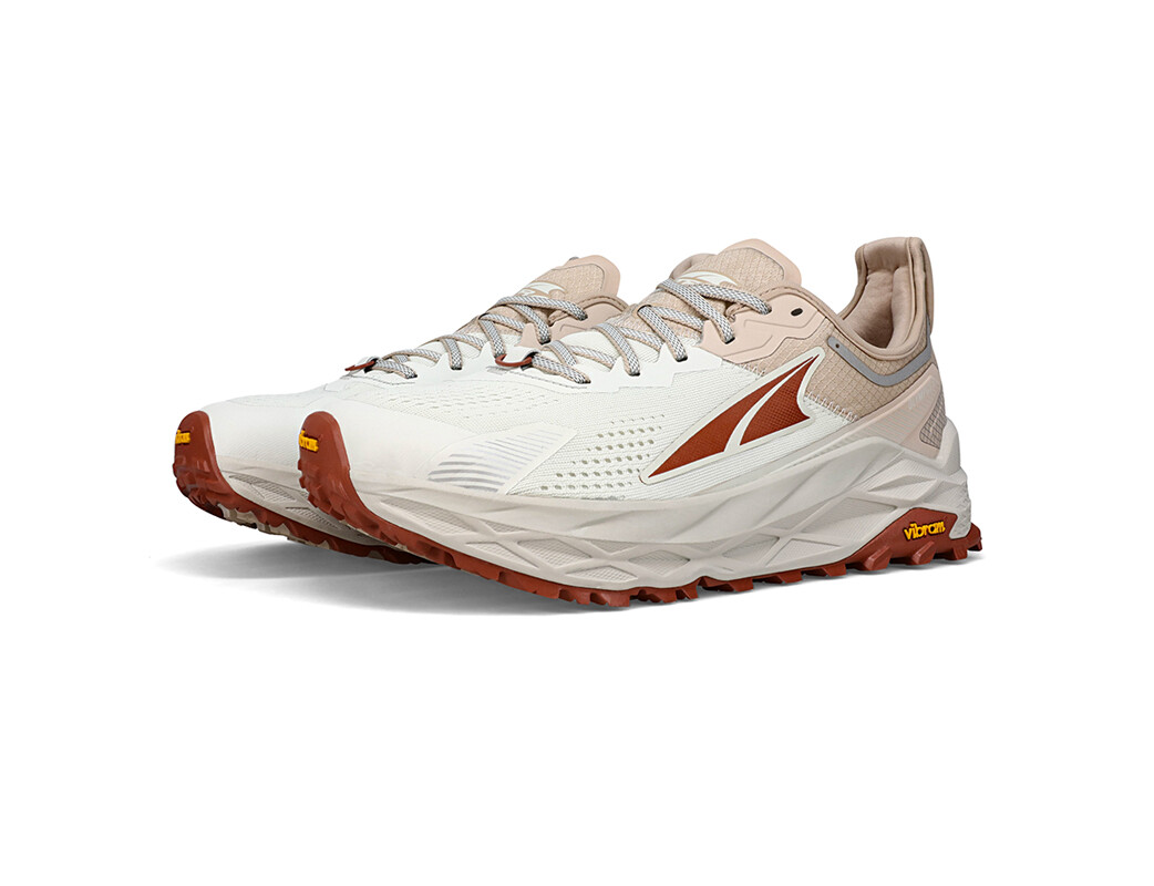 White / Brown Men's Altra Running Olympus 5 Trail Running Shoes | 97326-SMOE