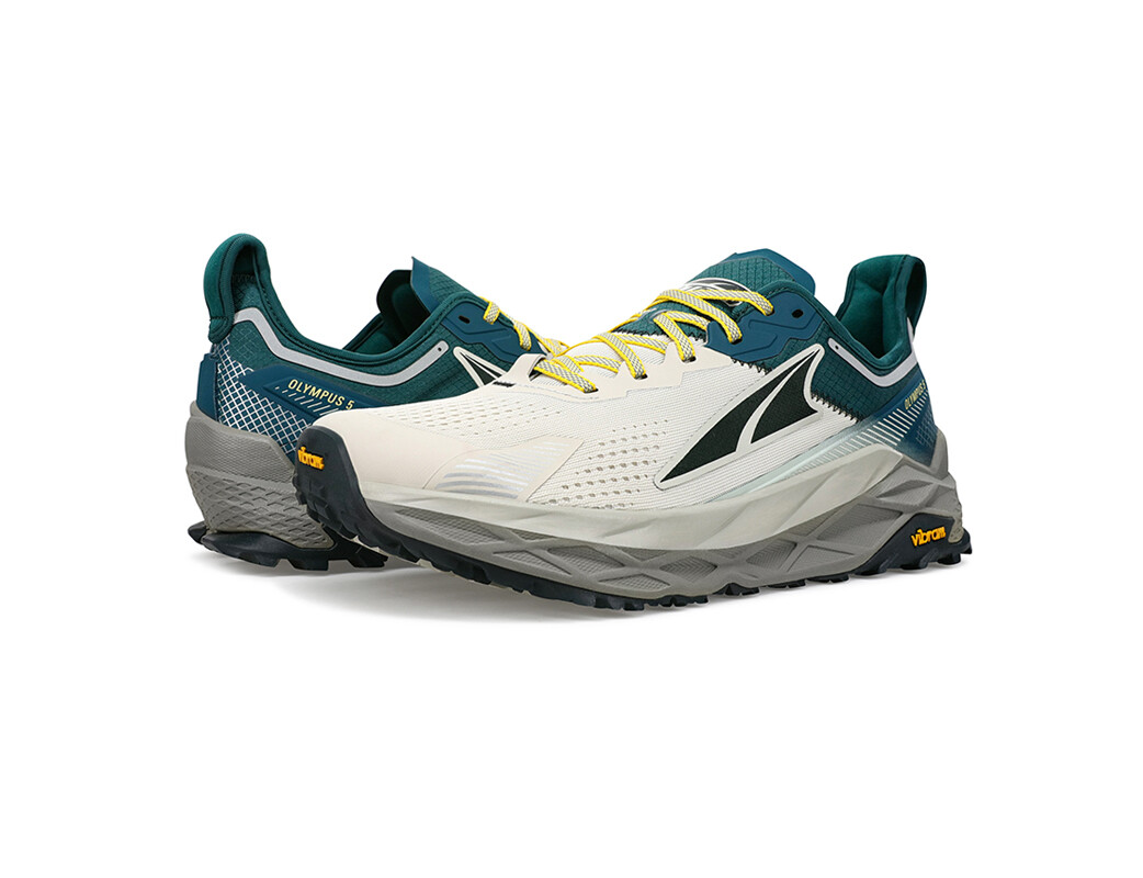 White / Grey / Turquoise Men's Altra Running Olympus 5 Trail Running Shoes | 27683-PDNB